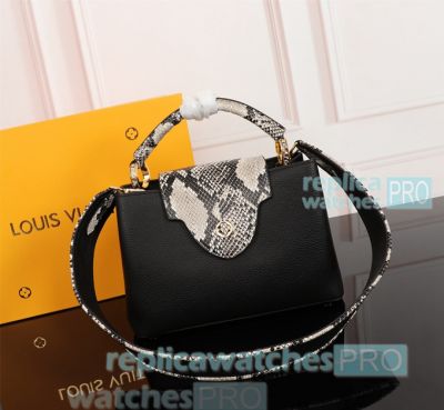 High Clone L--V Capucines BB Black Taurillon Leather  Women's Handbag